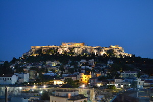 Akropolis bei Nacht